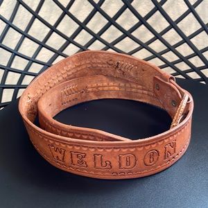 Weldon Men Leather Belt In Cognac Brown Work Belt Distressed